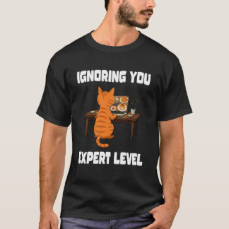 Camiseta Gato Engraçado Ignorando Você Nível Especialista L