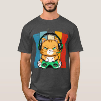 Camiseta Gato Engraçado Jogos Gato Amante Kawaii Video Game