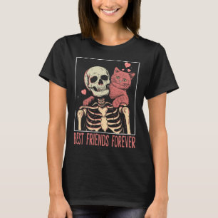 Camiseta Gato Engraçado Lady Tarot Card Skeleton Kitten Lov