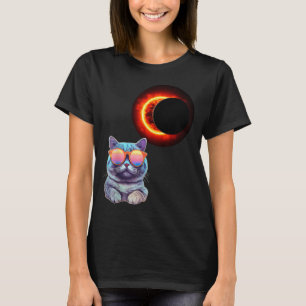 Camiseta Gato Engraçado Legal Usando Óculos de Sol Assistin