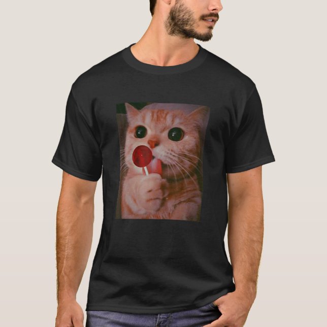 Camiseta Gato Engraçado Lollipop Meia Gatinho Engraçada Gat (Frente)