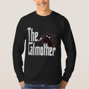 Camiseta Gato Engraçado Mãe Catmama Gato Negro Louco Kit Mã
