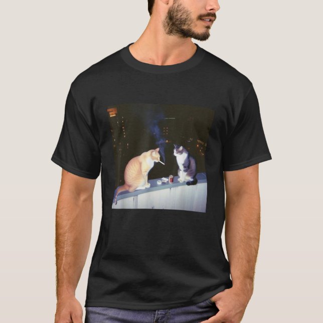 Camiseta Gato Engraçado Meme Cat Fumando Cigarro Gato Me Em (Frente)