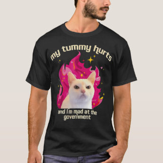 Camiseta Gato Engraçado Meu Tummy Magoa E Estou Louco No Go