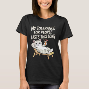 Camiseta Gato Engraçado Minha Tolerância para com as Pessoa