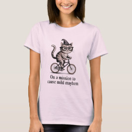 Camiseta Gato Engraçado na Bicicleta - Vintage MischieveGat