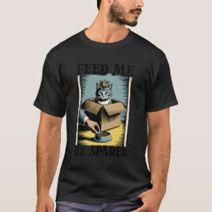 Camiseta Gato Engraçado Na Caixa Alimente-Me Para Ser Poupa
