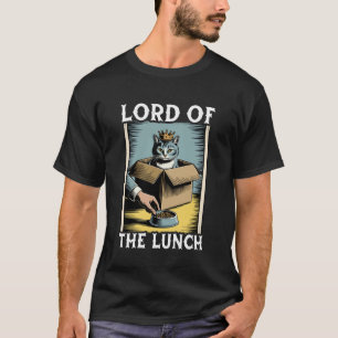 Camiseta Gato Engraçado na Caixa Senhor do Almoço Amante de