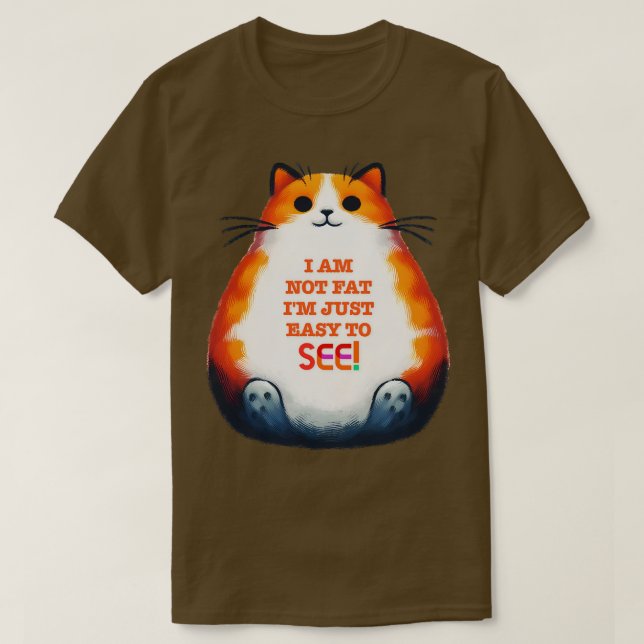 Camiseta Gato Engraçado Não Sou Gordo, Sou Fácil De Ver (Frente do Design)