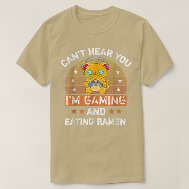 Camiseta Gato Engraçado não te ouve, estou jogando e comend (Frente do Design)