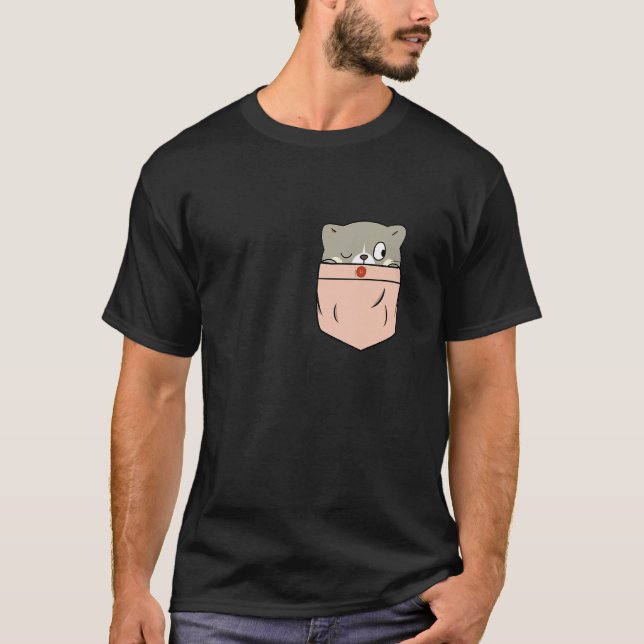 Camiseta Gato Engraçado no Bolso - Gatinho no Bolso - Amant (Frente)