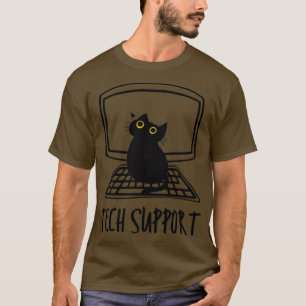 Camiseta Gato engraçado no suporte técnico de computador