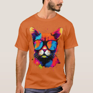 Camiseta Gato Engraçado nos óculos de sol Gpresente Gpresen