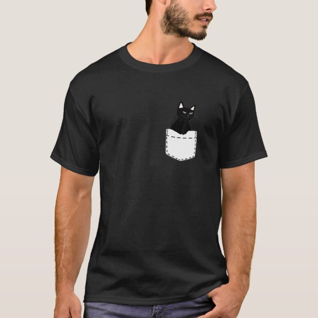 Camiseta Gato Engraçado Num Bolso (Frente)