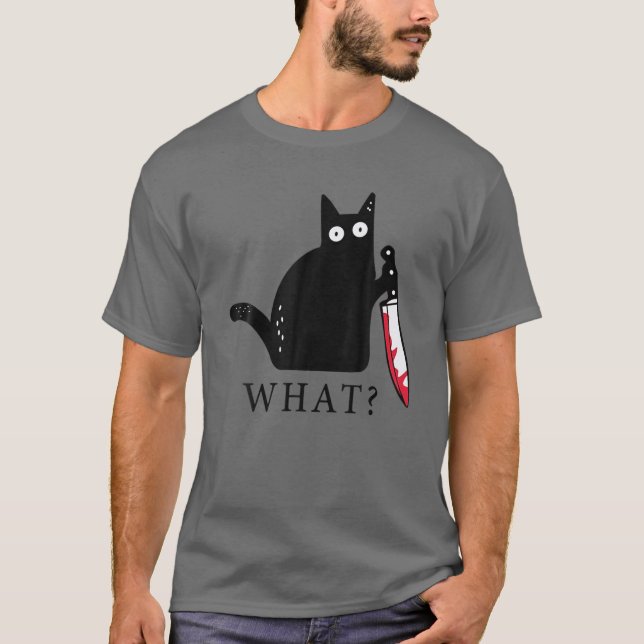 Camiseta Gato Engraçado O Quê? Gato Negro Assassino Com Fac (Frente)