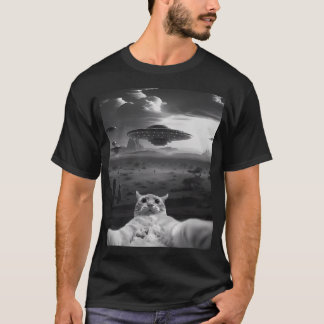 Camiseta Gato Engraçado OVNI Alien