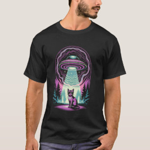 Camiseta Gato Engraçado OVNI Alien Gata Mãe Gato Pai Humor