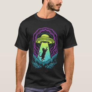 Camiseta Gato Engraçado OVNI Alien Gato Mãe Gato Pai Humor