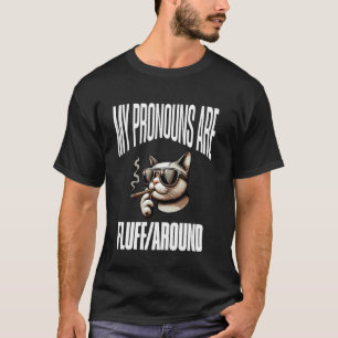 Camiseta Gato Engraçado Pronomes LGBTQIA+ Meus Pronomes São