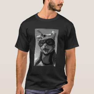 Camiseta Gato Engraçado Pulando de Paraquedas no Céu Mãe do