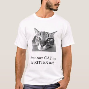 Camiseta Gato Engraçado Pun Clever Preto e Branco Gatinho F