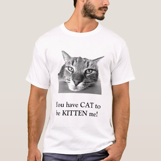 Camiseta Gato Engraçado Pun Clever Preto e Branco Gatinho F (Frente)
