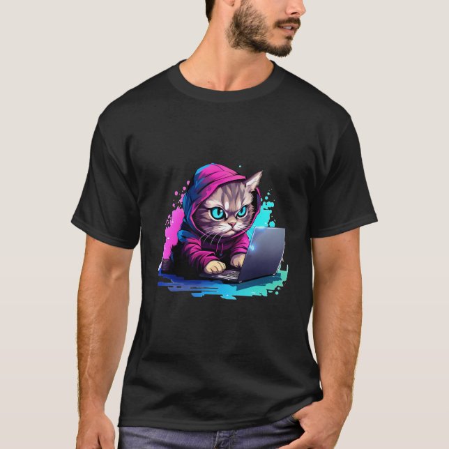 Camiseta Gato Engraçado Pun Gatinho Da Mulher Fazendo Corte (Frente)