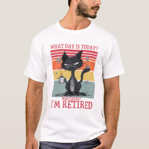 Camiseta Gato Engraçado Que Dia É Hoje Que Se Preocupa Esto