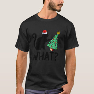 Camiseta Gato Engraçado Que Papai noel Gato Negro Puxando N