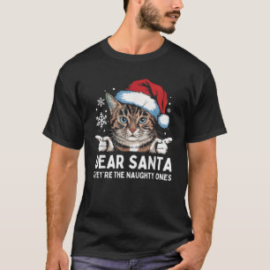 Camiseta Gato Engraçado Querido Papai Noel Eles São os Trav