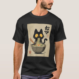 Camiseta Gato Engraçado Ramen Gráfico Japonês Kawaii Anime