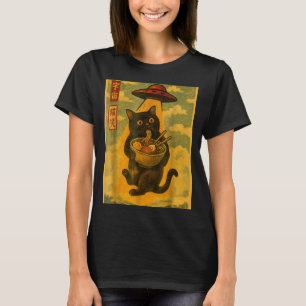 Camiseta Gato Engraçado Ramen Ufo Anime Japonês Para Homens