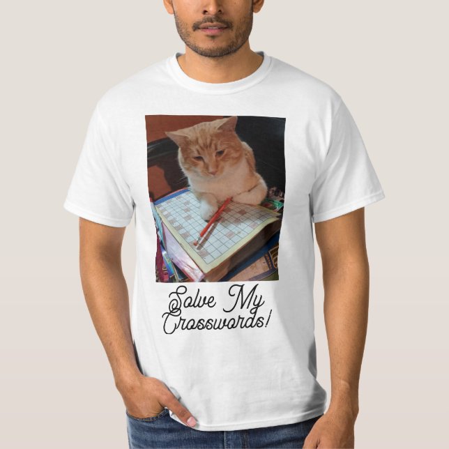 Camiseta Gato Engraçado Resolve Minhas Palavras Cruzadas Pe (Frente)