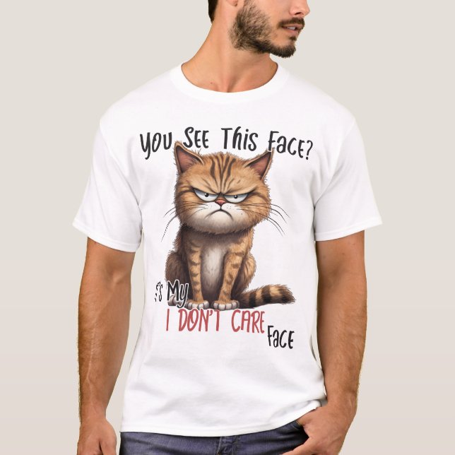 Camiseta Gato Engraçado Sarcástico Que não me importo (Frente)