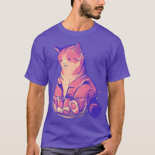 Camiseta Gato engraçado se ajustado senta