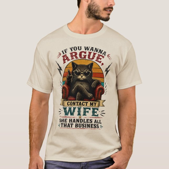 Camiseta Gato Engraçado Se Quiser Discutir Contate (Frente)