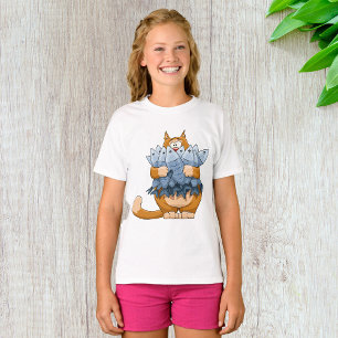 Camiseta Gato Engraçado Segurando Peixe Cartoon Gatinho Fam
