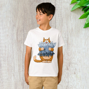 Camiseta Gato Engraçado Segurando Peixe Cartoon Gatinho Fam