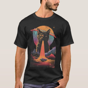Camiseta Gato Engraçado Selfie Com Alienígena Vintage Ufo G