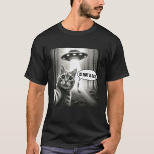 Camiseta Gato Engraçado Selfie Com Gráfico de OVNI Alien Ho