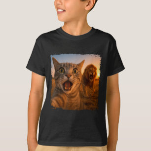 Camiseta Gato Engraçado Selfie Com Memória De Gato De Leão