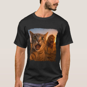 Camiseta Gato Engraçado Selfie Com Memória De Gato De Leão 