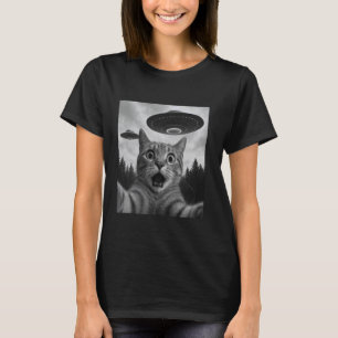 Camiseta Gato engraçado selfie com OVNIs
