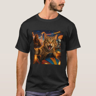 Camiseta Gato Engraçado Selfie com Pé Grande & Carro Bate-B