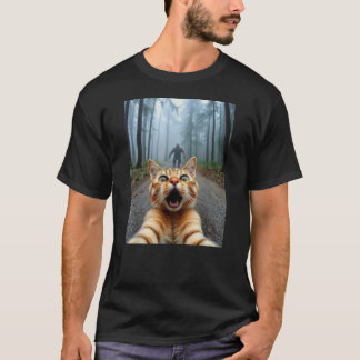 Camiseta Gato Engraçado Selfie & Gráfico de Sasquatch V2