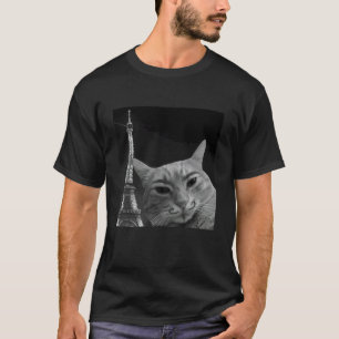 Camiseta Gato Engraçado Selfie Torre Eiffel Paris Viagem Ho