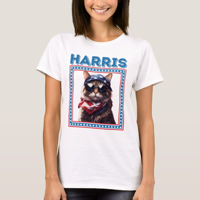 Camiseta Gato Engraçado Senhoras Harris (Frente)