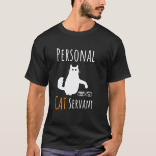 Camiseta Gato Engraçado Servo Amante de Gato Preto Humor