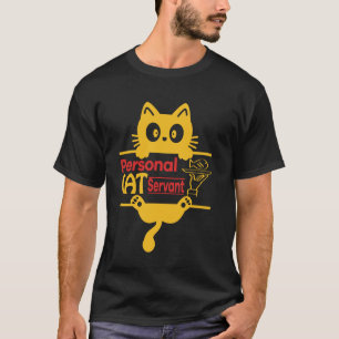 Camiseta Gato Engraçado Servo Pessoal do Gato Presente para