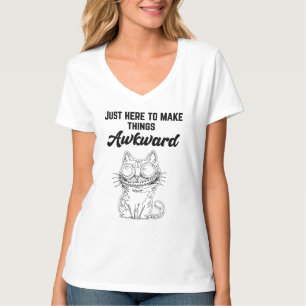 Camiseta Gato Engraçado - Só aqui para fazer as coisas desc
